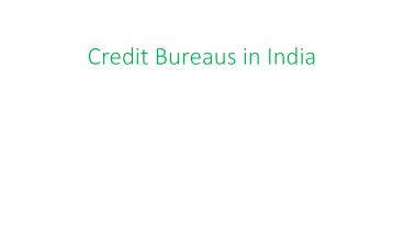 Credit Bureaus in India