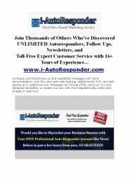 UNLIMITED Autoresponder Service With NO Monthly Fees