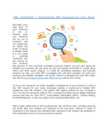 IBL Infotech - Hire SEO Experts | Dedicated SEO Specialist for Hire