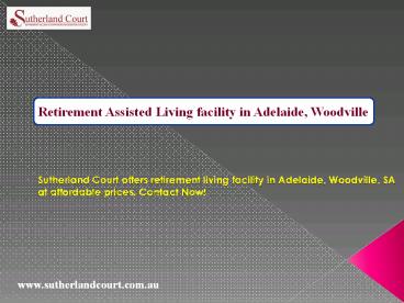 Retirement Assisted Living facility in Adelaide, Woodville