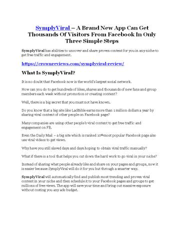 SymplyViral REVIEW & SymplyViral (SECRET) Bonuses