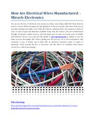 How Are Electrical Wires Manufactured? Miracle Electronics