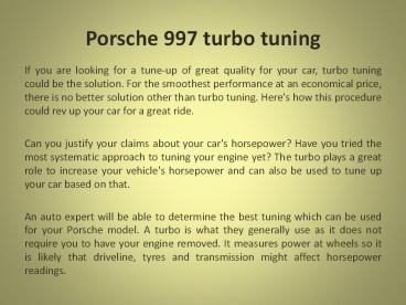Porsche 997 turbo tuning