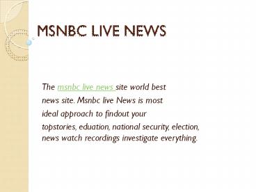 MSNBC LIVE NEWS