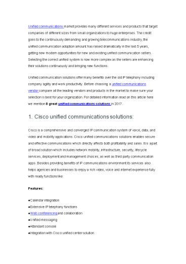 8 Great Unified Communications Solutions in 2017