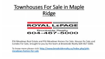 Townhouses For Sale in Maple Ridge