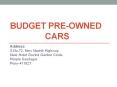 Budget Pre-Owned Cars - Used Cars Pune