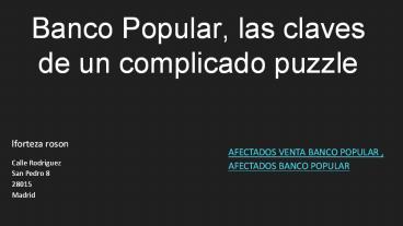 Banco Popular, las claves de un complicado puzzle