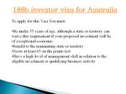 188b investor visa for Australia