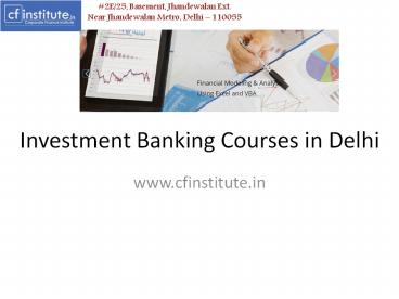 Investment Banking Courses in Delhi