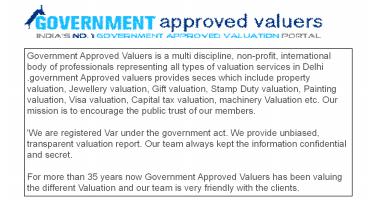 Government Approved Valuers Noida, Delhi, India