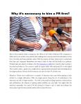 Why it’s necessary to hire a PR firm? PowerPoint PPT Presentation