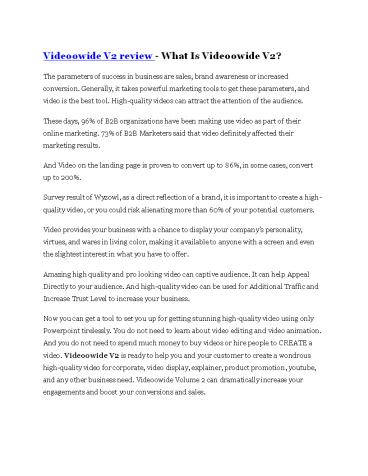 Videoowide V2 Review & Videoowide V2 $16,700 bonuses