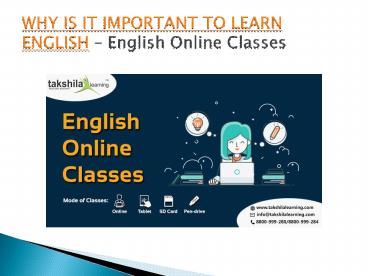 WHY IS IT IMPORTANT TO LEARN ENGLISH