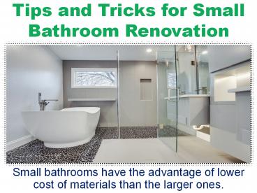 Tips and Tricks for Small Bathroom Renovation