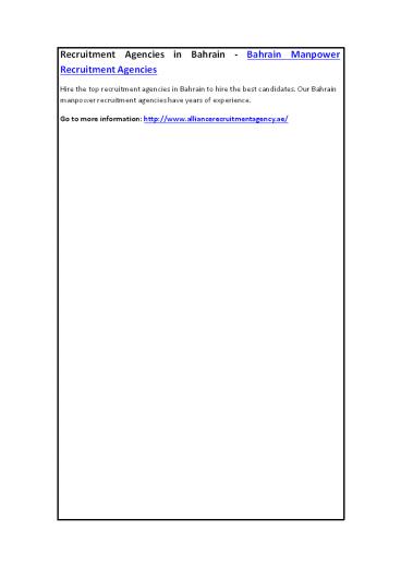 Recruitment Agencies in Bahrain - Bahrain Manpower Recruitment Agencies