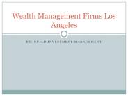 Wealth Management firms Los Angeles