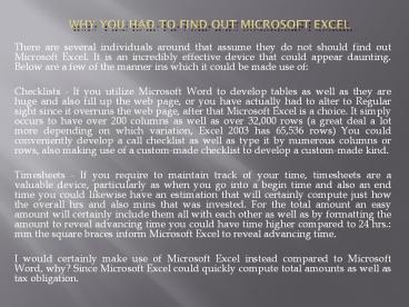 Why You Had to Find out Microsoft Excel