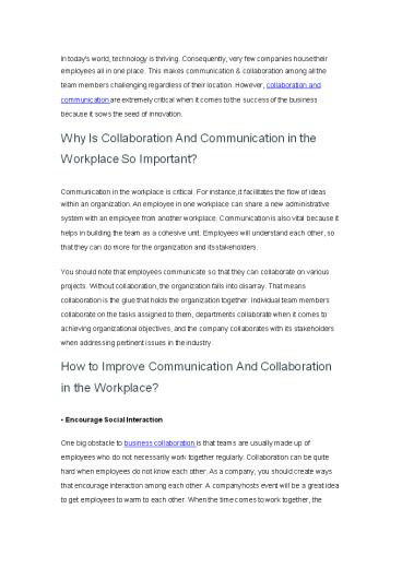 How to Improve Communication and Collaboration in the Workplace