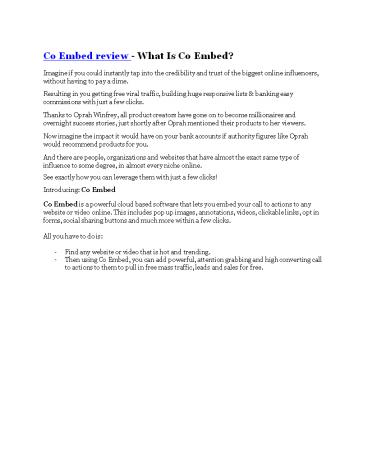 Co Embed Review-$32,400 bonus & discount