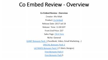 Co Embed Review and Huge Bonus
