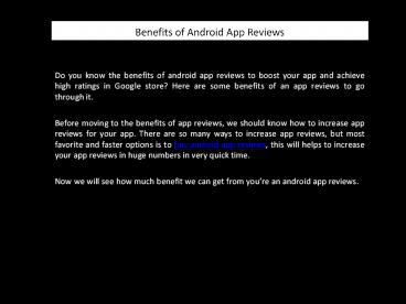 Find Benefits of Android App Reviews