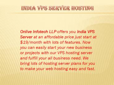 India vps server hosting