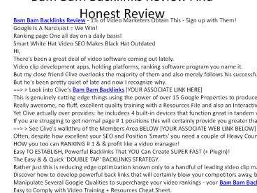 Bam Bam Backlinks Review And Honest Review
