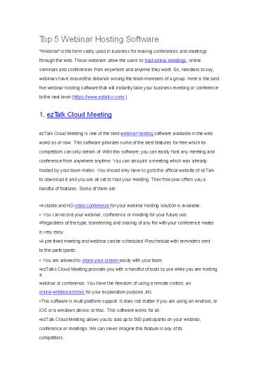 ezTalks: List of Webinar Hosting Software