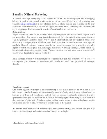 Benefits Of Email Marketing