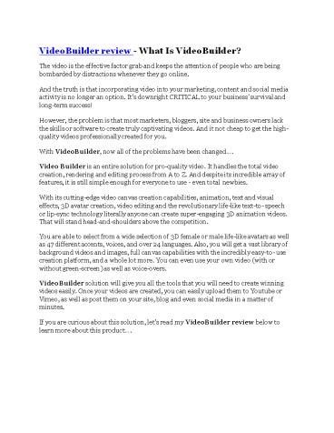 VideoBuilder review demo and premium bonus