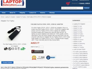 FOR 60W FUJITSU S7010, S7011, S7020 AC ADAPTER