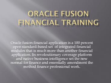 ORACLE FUSION FINANCIAL TRAINING