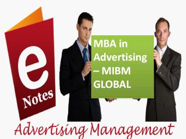 MBA in Advertising for MIBM GLOBAL