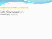 Permanent resident visa for Hong Kong