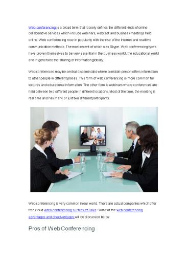 The Pros and Cons of Web Conferencing