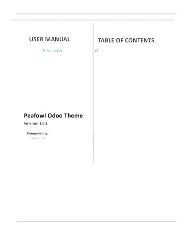 Responsive Cms Odoo Peafowl Theme: User Manual