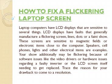 HOW TO FIX A FLICKERING LAPTOP SCREEN