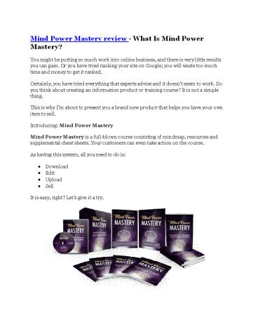 Mind Power Mastery REVIEW and GIANT $21600 bonuses