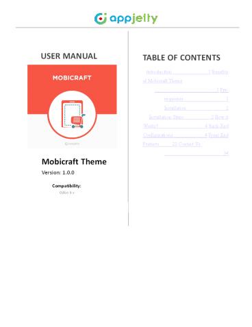 Responsive Mobile Odoo Theme: Mobicraft User Manual