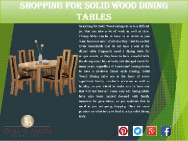 Shopping for Solid Wood Dining Tables