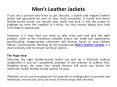 Men’s leather Jackets PowerPoint PPT Presentation