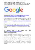 NEED IDEAS FOR BLOG POSTS? GOOGLE SEARCH CONSOLE WILL HELP! PowerPoint PPT Presentation