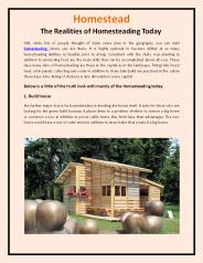 The Realities of Homesteading Today