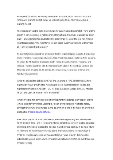 2014-2016 E-learning Market Trends — Asian E-learning Market