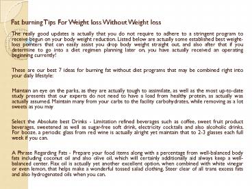 Fat burning Tips For Weight loss Without Weight