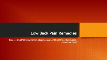 Low Back Pain Remedies