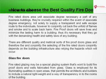 How to choose the Best Quality Fire Door (1)