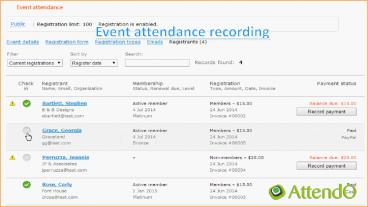 Event attendance recording