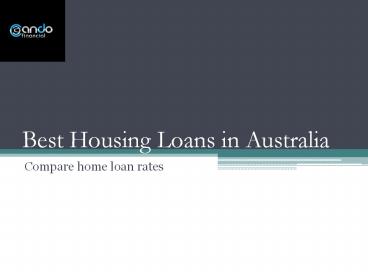 Best Housing Loans in Australia